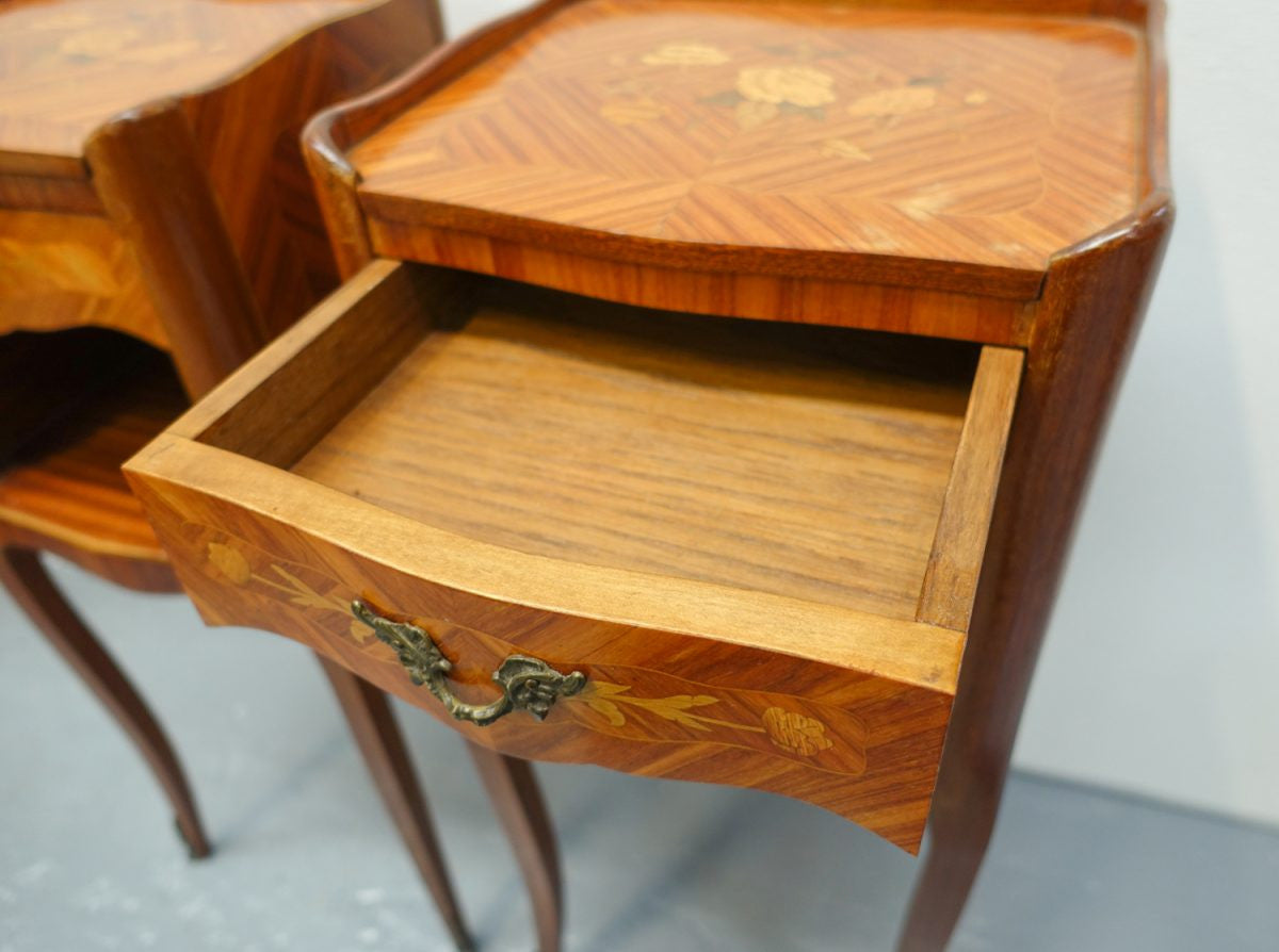 Pair Of French Marquetry Bedsides | Antique & Vintage | Moonee Ponds Antiques | Australia Wide