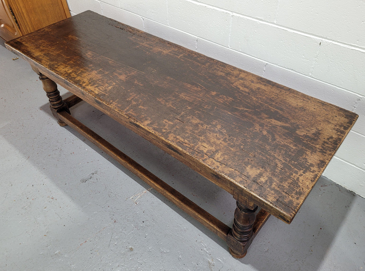 Rustic Oak Coffee Table On Turned Legs | Antique & Vintage | Moonee Ponds Antiques | Australia Wide Delivery
