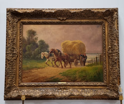 Beautifully Framed French Oil on Canvas of Draft Horses | Antique & Vintage | Moonee Ponds Antiques | Australia Wide Delivery