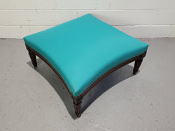 Louis XVI Style Walnut Blue Upholstered Foot Stool | Antique & Vintage | Moonee Ponds Antiques | Australia Wide Delivery