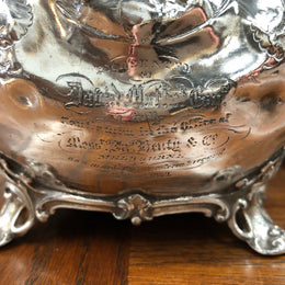 Antique Silver plate Britannia metal Victorian 4 piece tea / coffee service with lovely detail . Inscription and date of 1852.