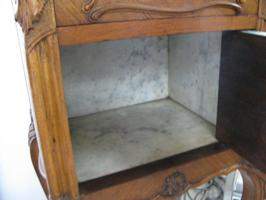 French Walnut Bedside Cabinet-1