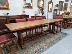 French Oak Double Pedestal Farmhouse Dinning Table | Antique & Vintage | Moonee Ponds Antiques | Australia Wide Delivery