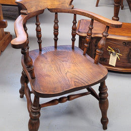Just landed from France we have four amazing Victorian bow back chairs traditionally called a "smokers chair". They have been constructed from beautiful solid Elm wood and are very comfortable to sit in. All four are in good original detailed condition and are being sold individually for $550.00 each. Please contact us know if you would like more photos or information.