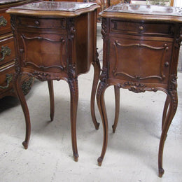 Pair of French Walnut Bedside Cabinets