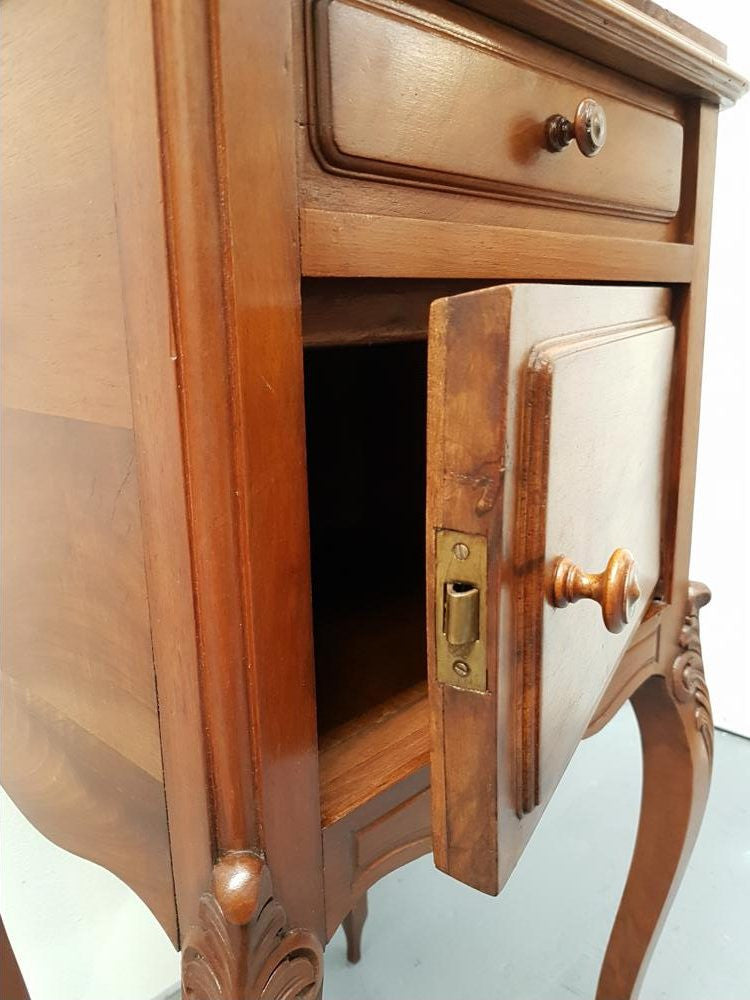 Single French Walnut Bedside Cabinet