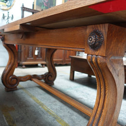French Oak Parquetry Top Extension Dining Table