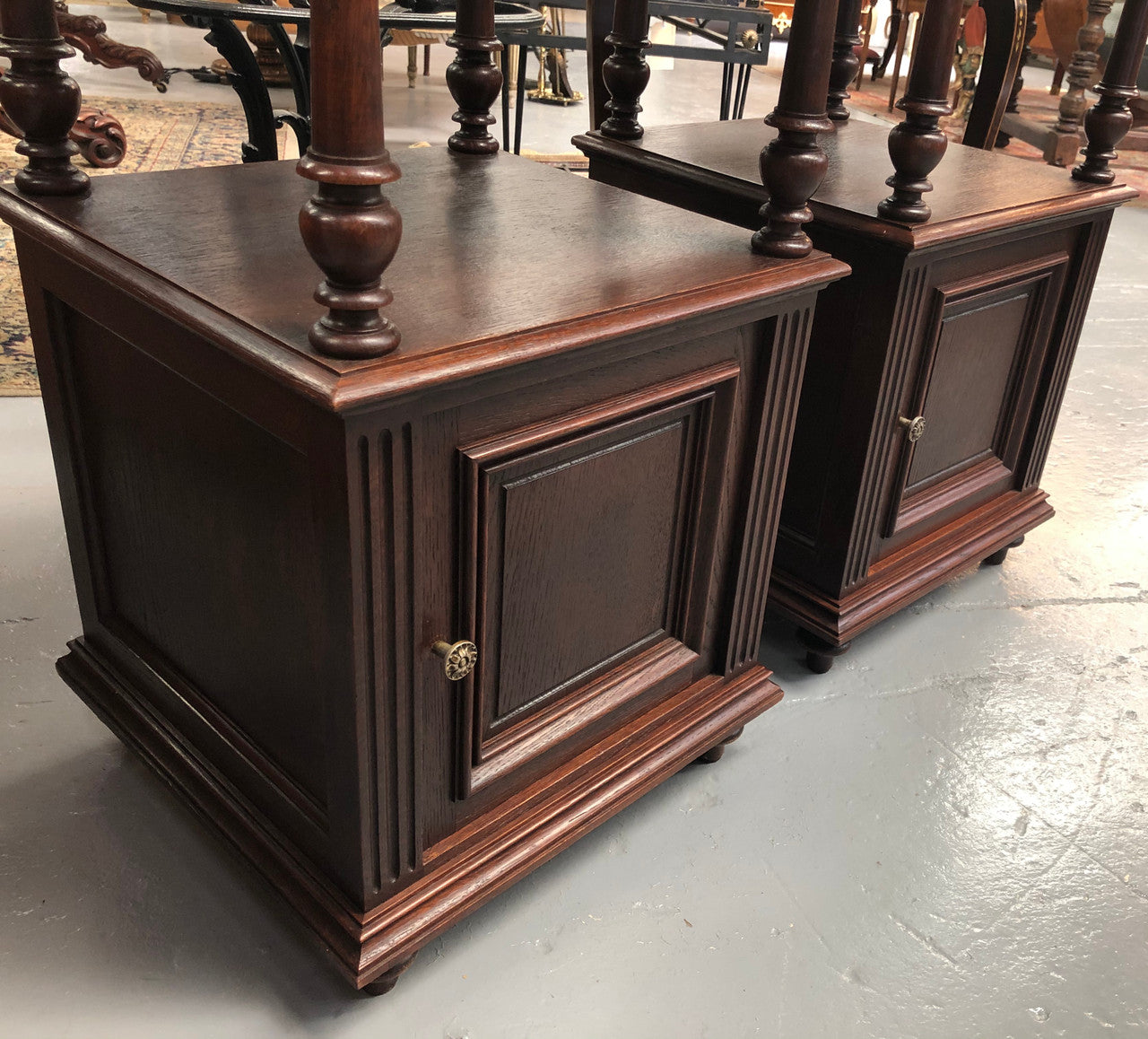 Beautiful Pair of French Dark Oak Bedsides | Antique & Vintage | Moonee Ponds Antiques | Australia Wide Delivery
