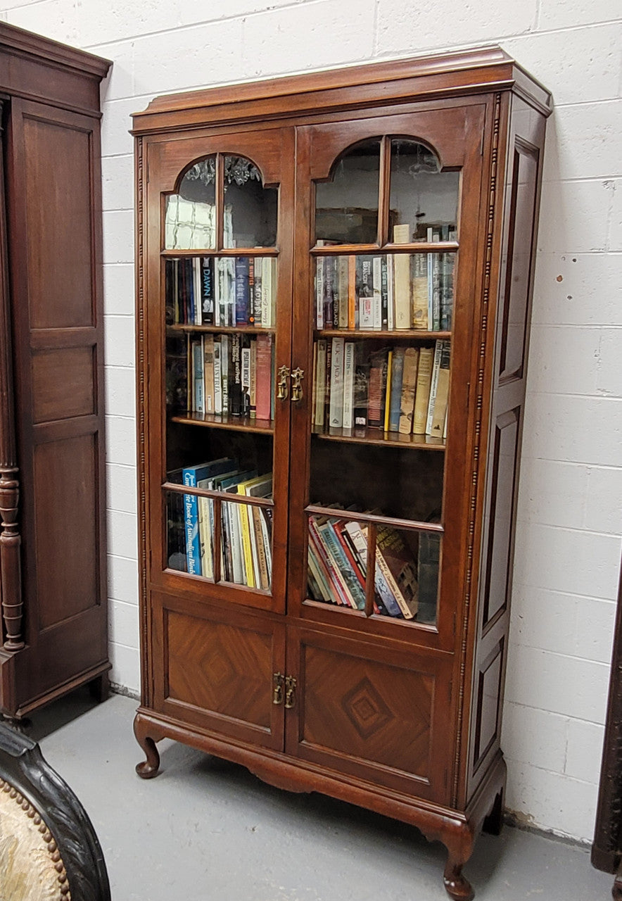 Antique English Walnut Four Door Bookcase
