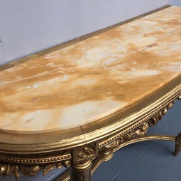 French Antique Early 19th Century Gilt & Marble Top Console Table
