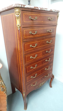 French Louis XV Style Mahogany Seven Drawer Semainier | Antique & Vintage | Moonee Ponds Antiques | Australia Wide Delivery