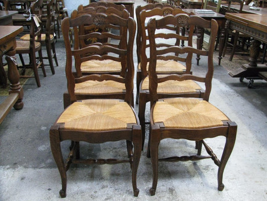 Set Of Six French Oak Chairs
