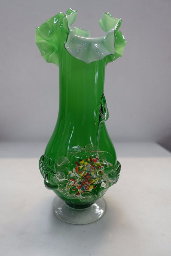 Green English End Of Day Glass Vase | Antique & Vintage | Moonee Ponds Antiques | Australia Wide Delivery