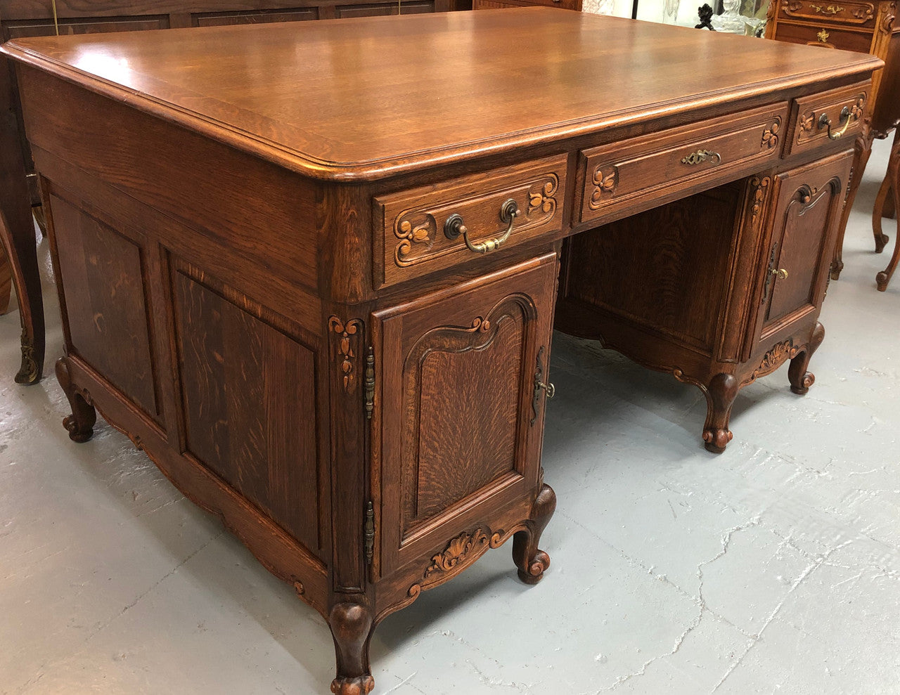 French Oak Louis XV Style Partners Desk | Antique & Vintage | Moonee Ponds Antiques | Australia Wide Delivery