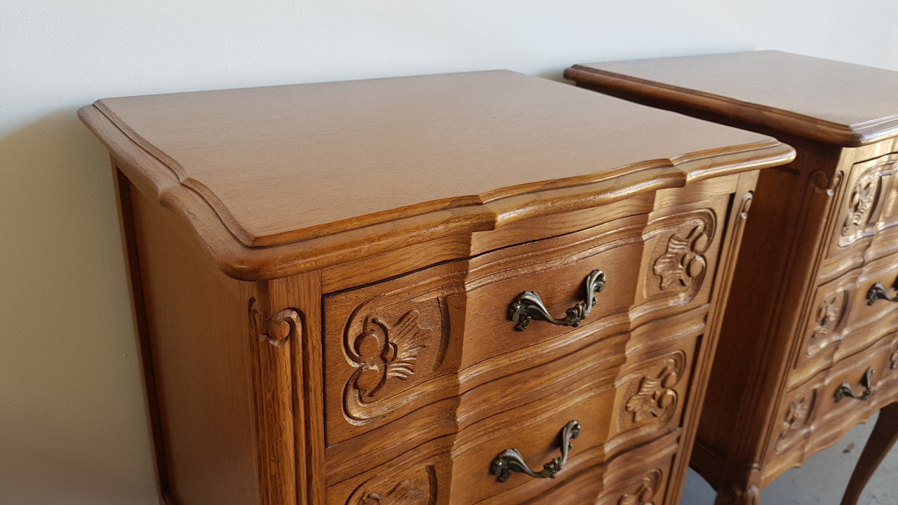 Pair Of French Provincial Oak Chest Bedsides | Antique & Vintage | Moonee Ponds Antiques | Australia Wide Delivery