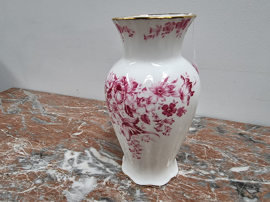 Pretty pink and white vintage "Royal Albert Paradise" Vase. In good condition please view photos as they help form part of the description.