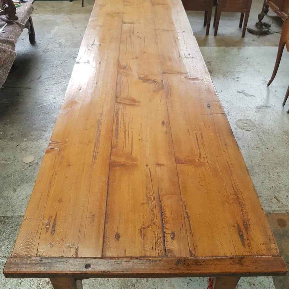 A Rare French Long Narrow Fruitwood Farmhouse Table