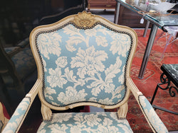 Pair of French Upholstered Louis XV Style Painted Armchairs | Antique & Vintage | Moonee Ponds Antiques | Australia Wide Delivery