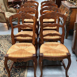 Fabulous Set of 8 French oak Dining Chairs