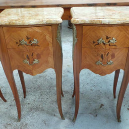 Beautiful Pair Of French Inlaid Bedsides