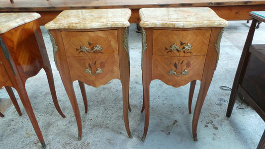Beautiful Pair Of French Inlaid Bedsides