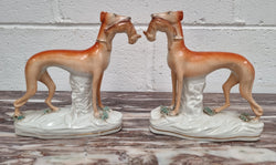 Superb Pair of Staffordshire Pottery Greyhounds | Antique & Vintage | Moonee Ponds Antiques | Australia Wide Delivery