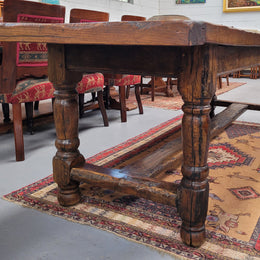Large impressive 19th century 2.5 meter Antique French Oak farmhouse table. Loads of character with a stunning solid thick top and has a long drawer at one end. Sourced from France and in good original detailed condition.