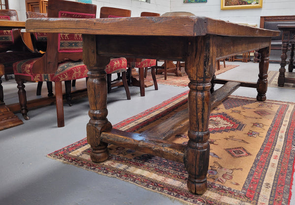 Large impressive 19th century 2.5 meter Antique French Oak farmhouse table. Loads of character with a stunning solid thick top and has a long drawer at one end. Sourced from France and in good original detailed condition.