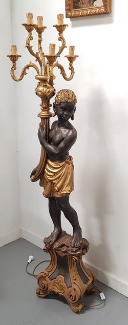Wooden 19th Century Italian Blackamoor Floor Lamp | Antique & Vintage | Moonee Ponds Antiques | Australia Wide Delivery