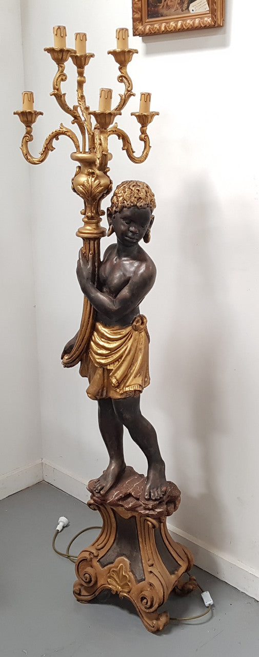 Wooden 19th Century Italian Blackamoor Floor Lamp