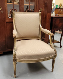 Louis XV Style Painted Fauteuil Chair With Attractive Fabric Upholstery | Antique & Vintage | Moonee Ponds Antiques | Australia Wide Delivery