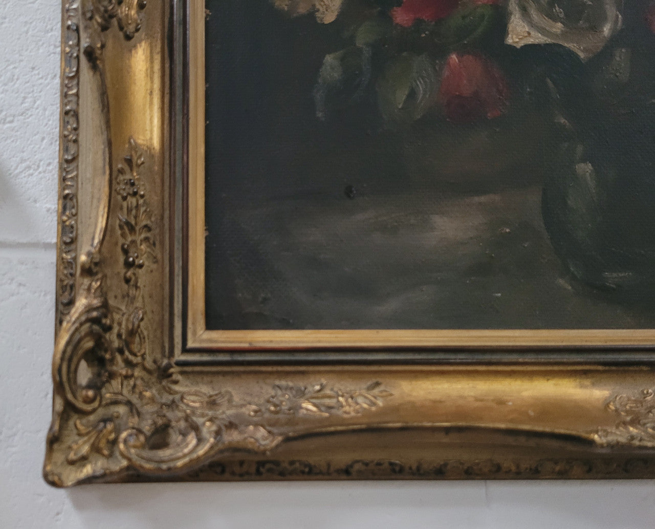 Beautiful Gilt Framed and Signed Oil on Board Depicting Roses in Floral Arrangement | Antique & Vintage | Moonee Ponds Antiques | Australia Wide Delivery