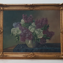 Beautiful Antique Dutch Framed Floral Oil Painting