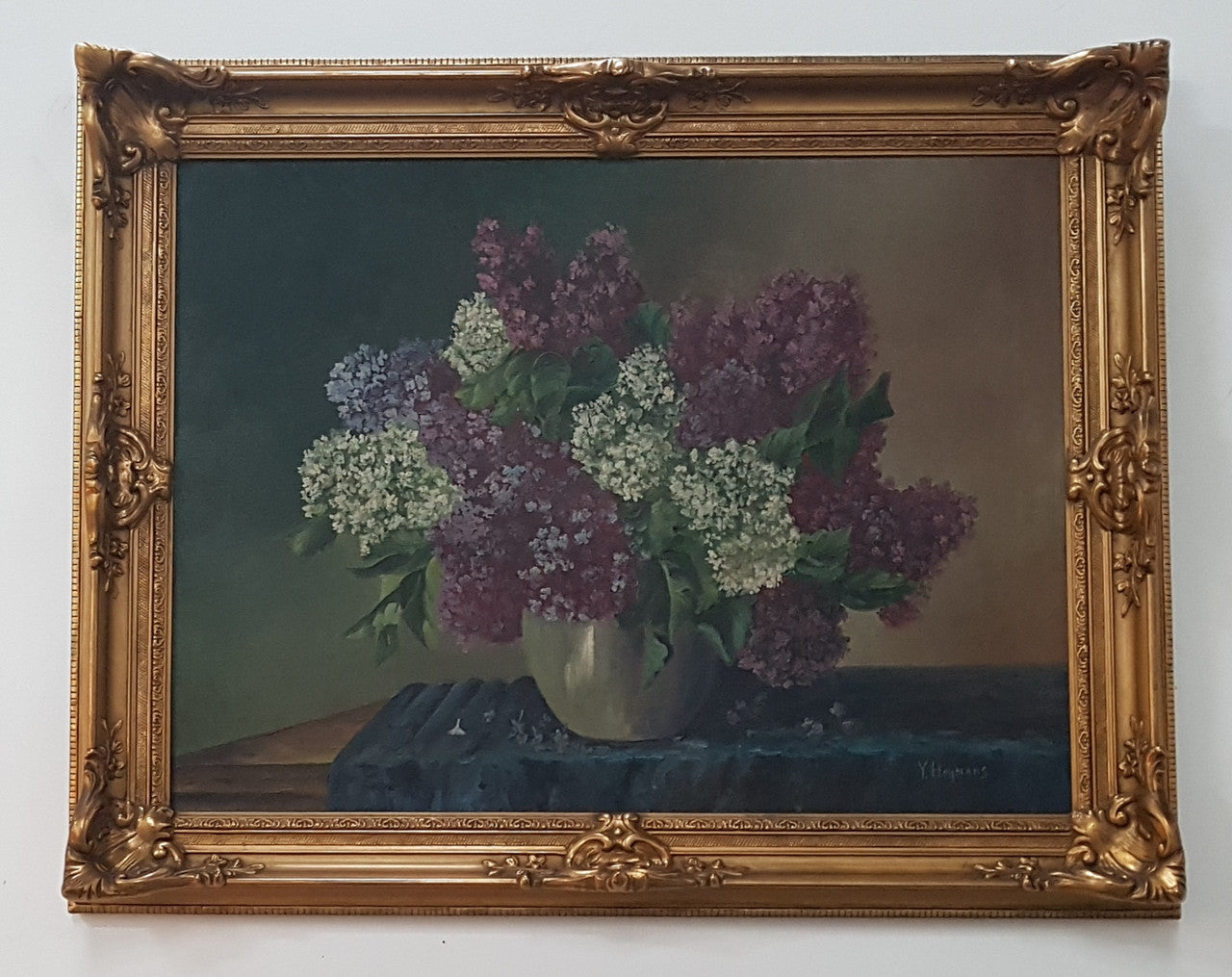 Antique Dutch Framed Floral Oil Painting