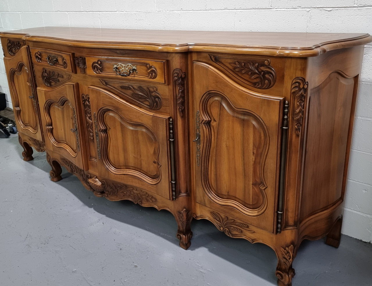 Amazing Grand Louis XV Style Walnut Four Door Beautifully Carved Sideboard | Antique & Vintage | Moonee Ponds Antiques | Australia Wide Delivery