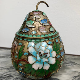 Good Quality Chinese Cloisonne Pear Covered Bowl