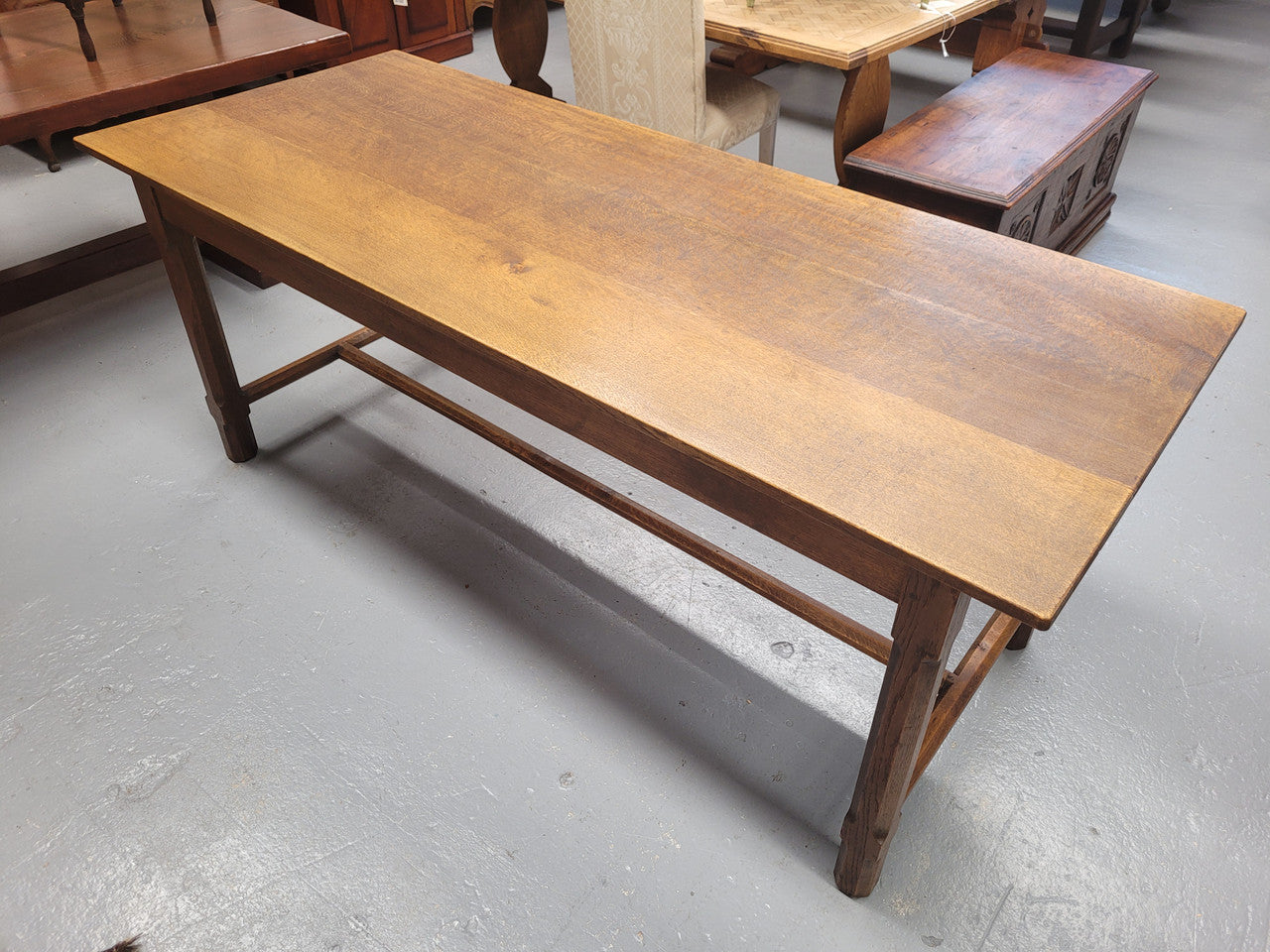 Stunning French Oak Stretcher Base Table | Antique & Vintage | Moonee Ponds Antiques | Australia Wide Delivery