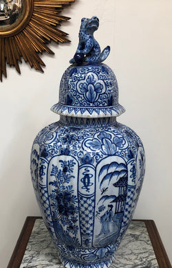 Large Early 18th Century Dutch Delft Hand Painted Lidded Vase | Antique & Vintage | Moonee Ponds Antiques | Australia Wide Delivery