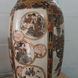 Pair Of Late Victorian Hand Painted Japanese Satsuma Porcelain Vases