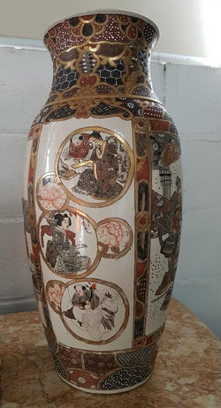 Pair Of Late Victorian Hand Painted Japanese Satsuma Porcelain Vases | Antique & Vintage | Moonee Ponds Antiques | Australia Wide Delivery