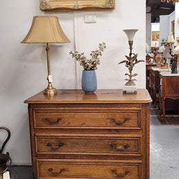 French Solid Oak Louis 14th Style Chest of Three Drawers