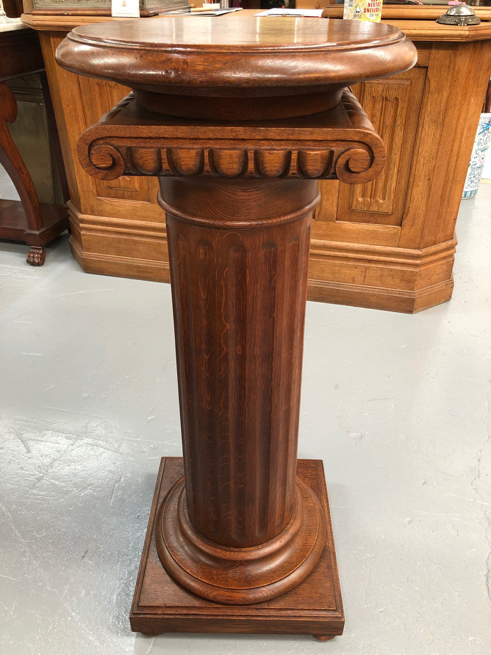 Stunning Tudor Style English Oak Pedestal | Antique & Vintage | Moonee Ponds Antiques | Australia Wide Delivery