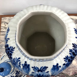 Antique blue Delftware  lidded vase