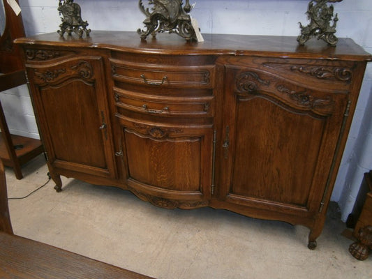 Antique French Oak Three Door Sideboard