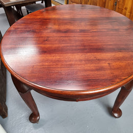 Australian Blackwood Fixed Oval Dining Table with Queen Anne Legs and Castors