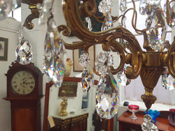 French Brass & Crystal Six Arm Candle Light Chandelier | Antique & Vintage | Moonee Ponds Antiques | Australia Wide Delivery