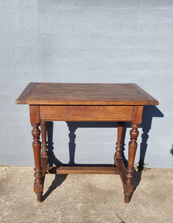 Rustic French Oak Side Table-Desk with Turned Legs | Antique & Vintage | Moonee Ponds Antiques | Australia Wide Delivery
