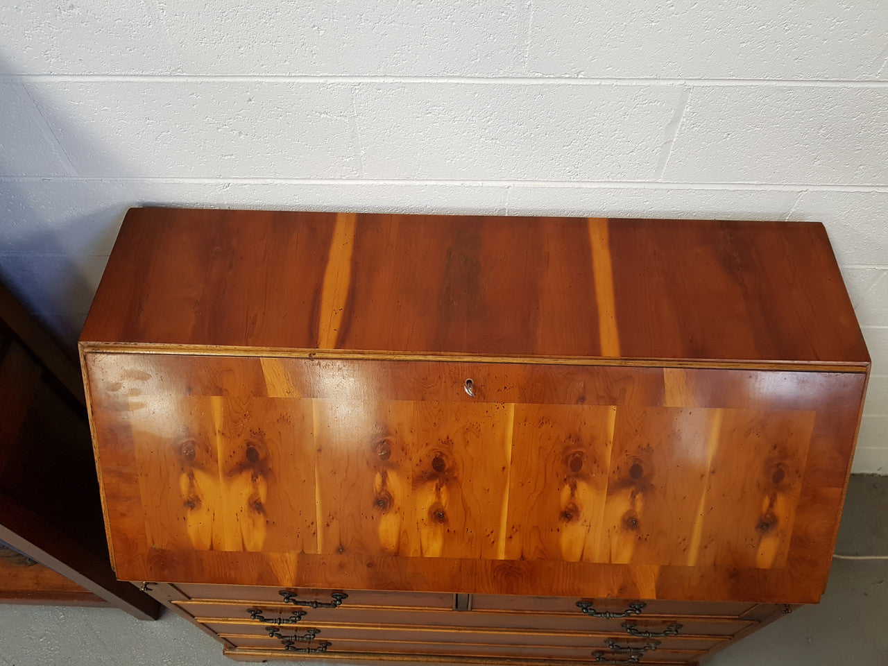 Antique Yew Wood Bureau With A Leather Inset | Antique & Vintage | Moonee Ponds Antiques | Australia Wide Delivery