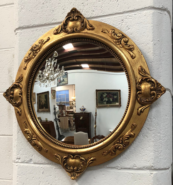 Wooden Antique Gilt Frame Convex Mirror
