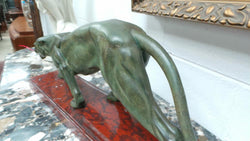 French Art Deco Panther Statue On Marble Base | Antique & Vintage | Moonee Ponds Antiques | Australia Wide Delivery